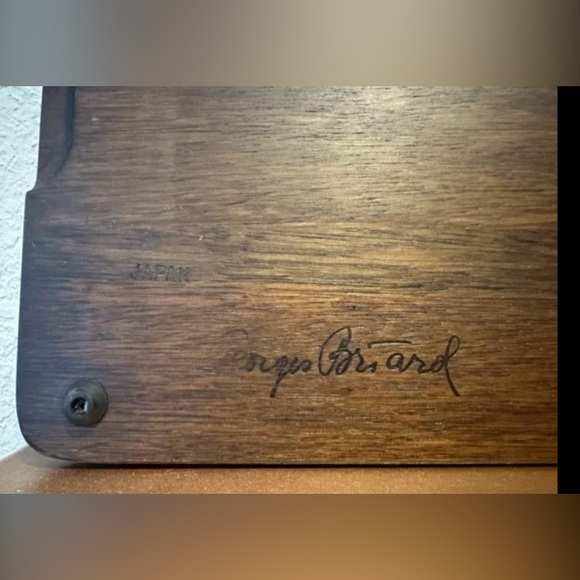 Vintage Georges Briard Walnut Cheese Tray MCM Blue Yellow Flowers - Picture 6 of 11